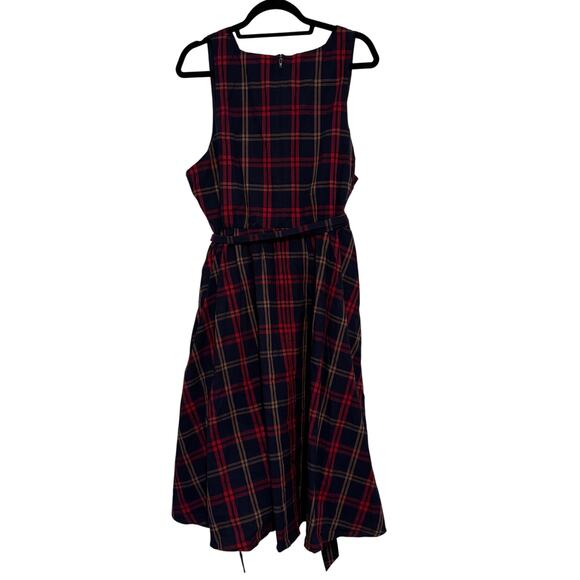 NWT ModCloth Instant Energy Faux-Wrap Dress - Navy Plaid / 1X - Picture 2 of 10
